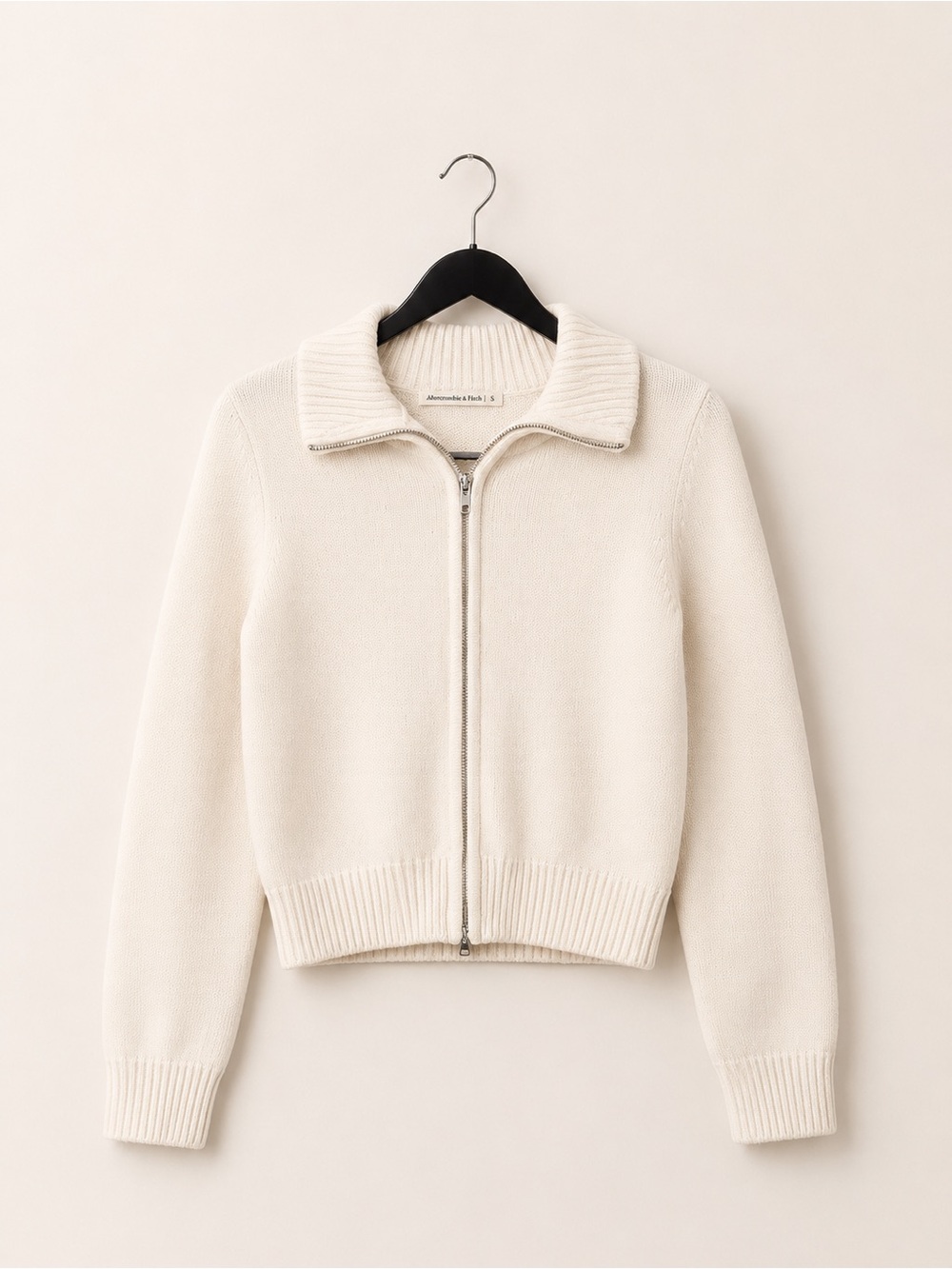 Abercrombie & Fitch Cream Zip-Up Knit Sweater - Picture 1 of 6
